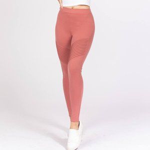 Pintuck Detail Ponte Pants-Strawberry